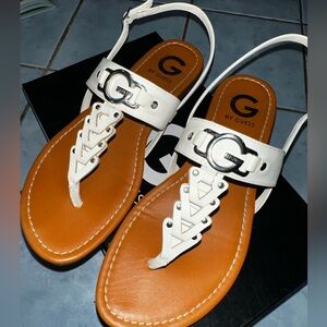G by Guess White Sandals